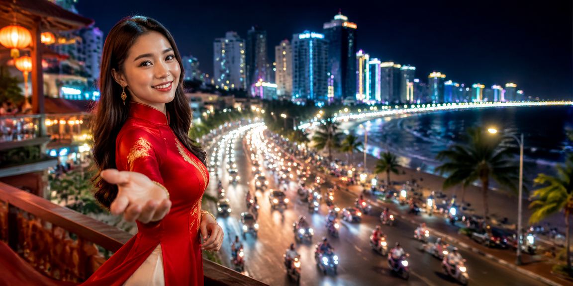 Thưởng nạp tiền cùng áo dài tại Nha Trang